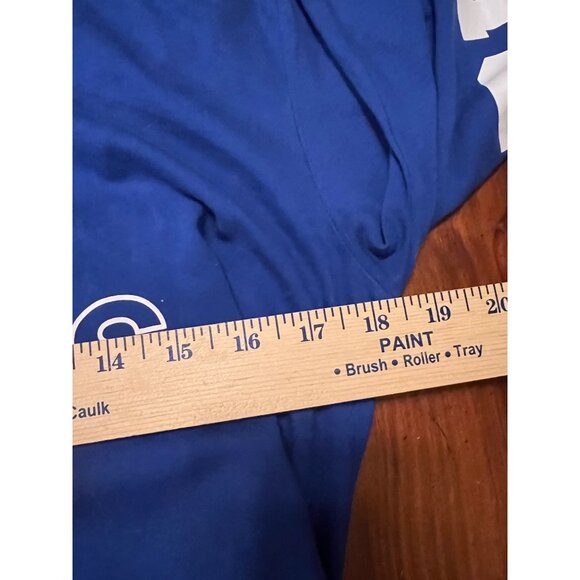 Adidas women's royal blue long sleeve hooded t-shirt size Large,  logo printed - Picture 7 of 9